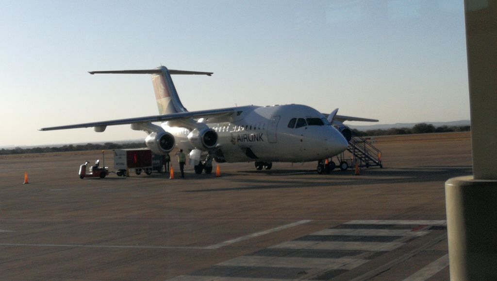 Airlink Avro RJ85 at Sir Seretse Khama International Airport on 3 October 2019.